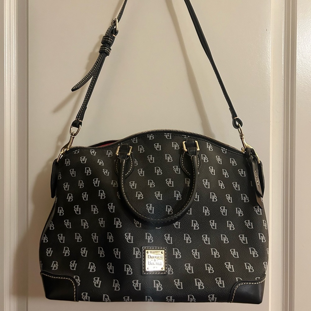 Black and white Dooney and Burke signature bag